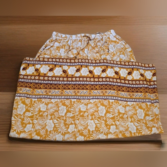 Zeagoo Orange White Floral Bohemian Boho Maxi Skirt Pockets Women's Size L - Picture 5 of 14